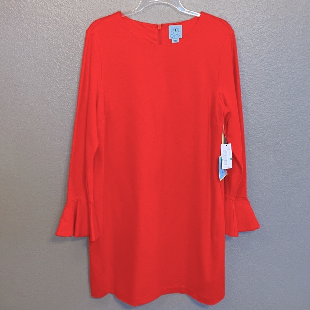 NWT CeCe Long Sleeve Orange Shift Dress